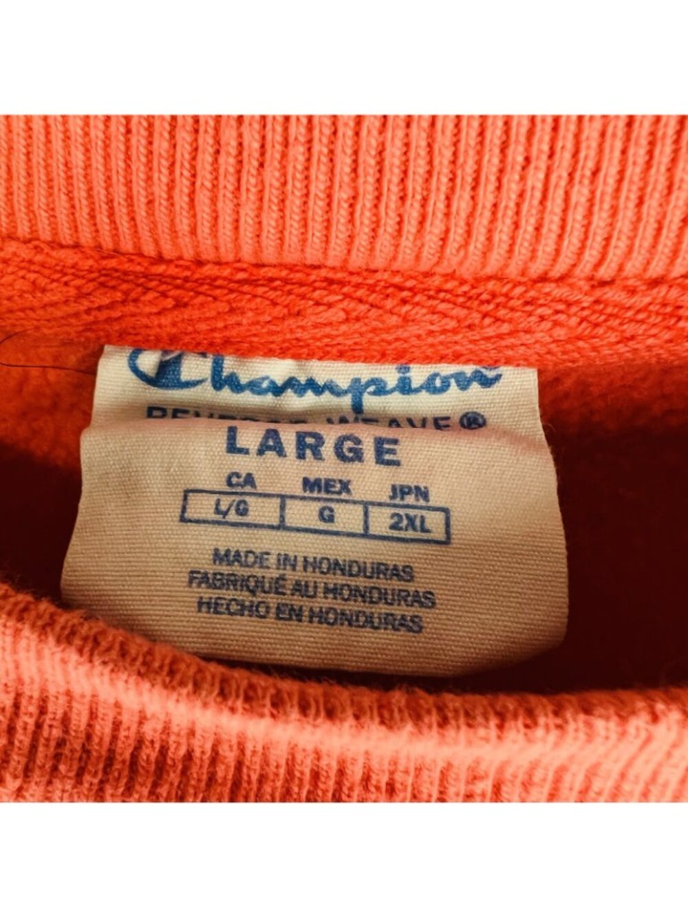 Vintage Champion Reverse Weave Crewneck Sweatshirt Large Orange - Picture 5 of 5